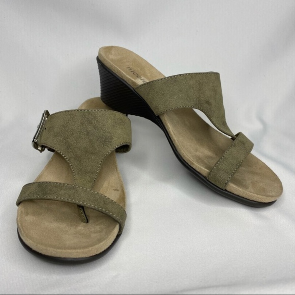 Nicole Ntaryn Thong Wedge Sandals